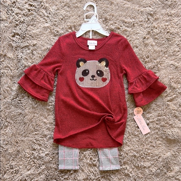 Little Lad Other - Sequins Panda Outfit (2-Piece Set)